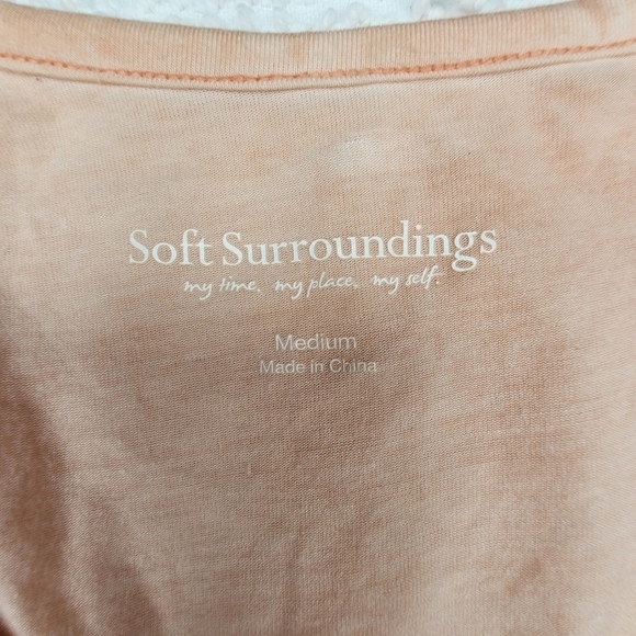 Soft Surroundings Silk Embroidered Sequin Peach Top Size Medium - Picture 4 of 8